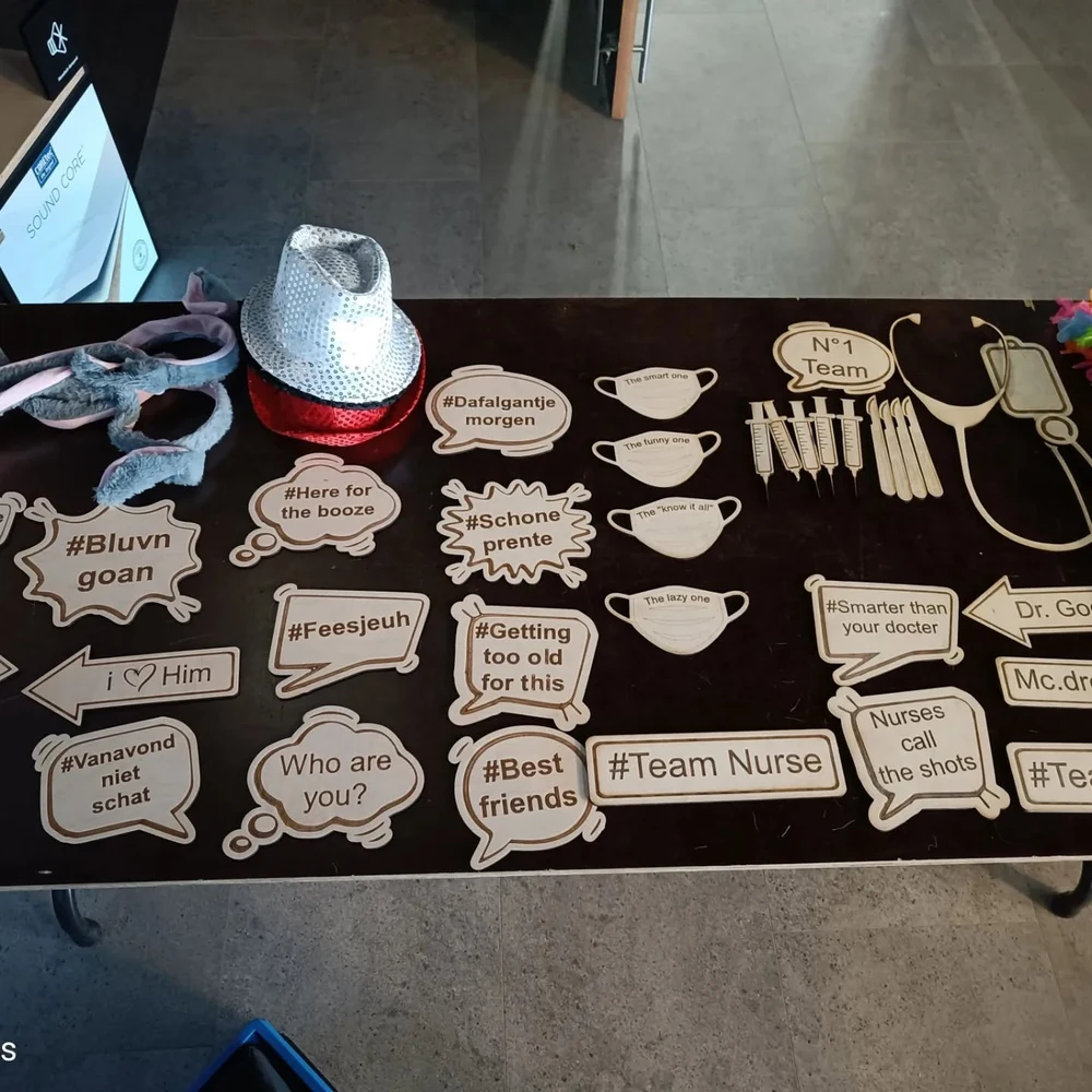 Handcrafted wooden photobooth props