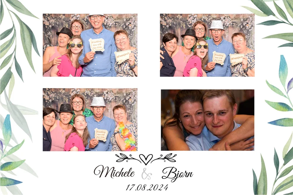 A personalised photo layout with four photobooth pictures